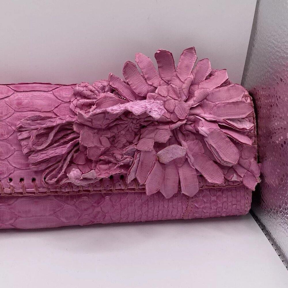Fatto A Mano By Carlos Falchi Pink Python Snake S… - image 3